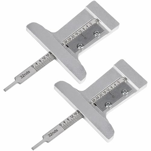 2Pcs Car Truck Tire Depth Checker Tyre Tread Gauge 0~32nds Caliper Measure Tool Stainless Steel and Aluminum Easy Read for Cars, Trucks, Motorcycles