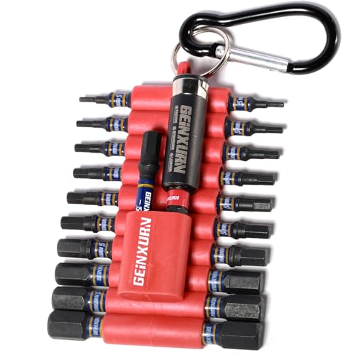 Geinxurn Impact Hex Screwdriver Bits Set,22 Pcs Magnetic Metric S2 Steel Multi Insert Power Bit Tips with Organizer Sleeve and Storage Strip - color: Hex-m, size: 1''/2''-22PCS