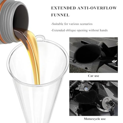 2 PCS Oil Funnel, Multi-Purpose Plastic Long Neck Oil Funnel, Automotive Use Funnels for Filling Oils Lubricants Water Diesel, Kitchen Funnels for Filling Bottles Jars (Transparent，L+S) - color: Transparent，L+S, 2 PCS