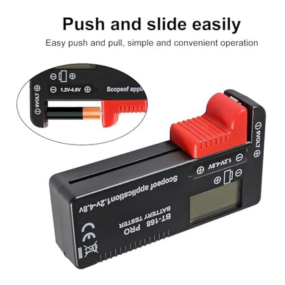 Universal Battery Tester LCD Digital Battery Checker for AA AAA 9V 1.5V 3.7V 1.2-4.8V Batteries, Household Battery Life Level Monitor Power Meter - color: BT-168 PRO