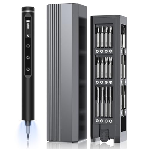 TanSon Mini Electric Screwdriver Set,3.7V Cordless Precision Screwdriver Set with 50 in 1 Magnetic Bits,Magnetic Storage,5 Torque Setting,LED Display,Small Repair Tool Kit for Computers,Phones,Watches - color: 50 Black