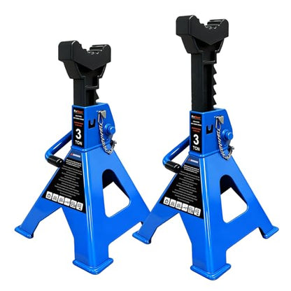 3 Ton Jack Stands Heavy Duty 6,600 LBs, Car Jack Stand for Trucks with Double Pin Locking & Extra Rubber Pads, 11.3"-16.5" Adjustable for Garage, Home,DIY Vehicle Lifting, 1 Pair Blue - size: 3 Ton