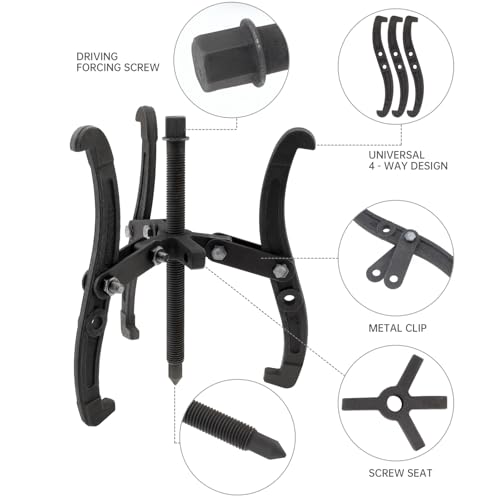ChgImposs 10 Inch 2 Jaw / 3 Jaw Gear Puller, Multifunction Standard Carbon Steel Bearing Puller with 4 Single Hole Claw Pullers for Car/Mechanical Repairing - size: 10 Inch