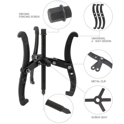 ChgImposs 10 Inch 2 Jaw / 3 Jaw Gear Puller, Multifunction Standard Carbon Steel Bearing Puller with 4 Single Hole Claw Pullers for Car/Mechanical Repairing - size: 10 Inch