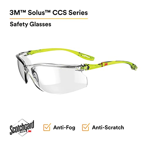 3M Safety Glasses Scotchgard Anti-Fog Coating - color: Clear Lens, Green/Black Frame, size: One size fits most