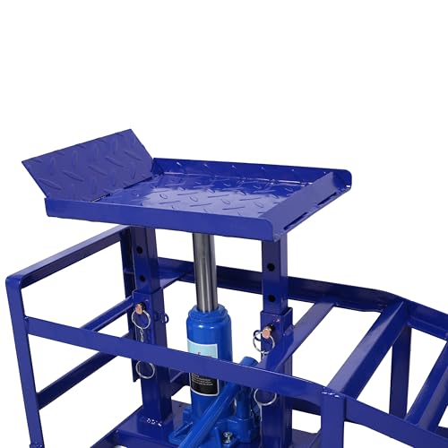 2pcs Car Ramps with 5T 10000lbs Heavy Duty Hydraulic Lift, Car Ramp for Oil Change and Repair, Low Profile Car Truck Lift Service Ramps, Portable Car Lift for Workshop, Repair Shop, Home Garage.Black - size: 2P Blue
