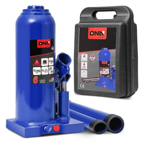 DNA Motoring 6 Tons / 12000 lbs Lifting Automotive Welded Hydraulic Bottle Jack for Car SUV Pickup Truck, Auto Repair, with Manual Handle & Carrying Storage Case, Blue - color: blue, style: 6 ton