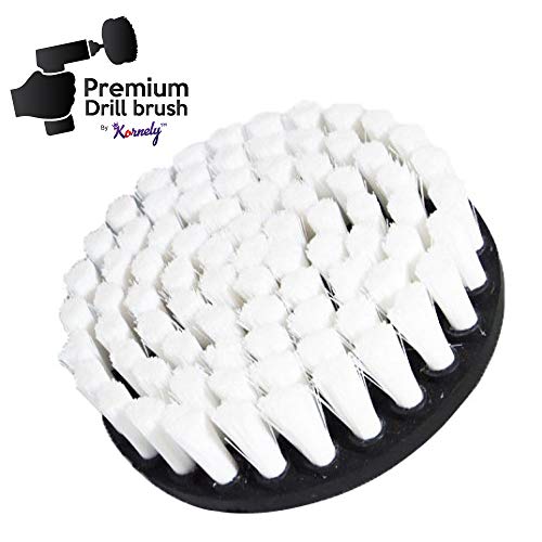 Premium Drill Brush Professional – Extra-Soft 5 in White Set of 3 | Scratch-Free Cleaning Brush for Carpet, Upholstery, Leather Seats, Glass, Furniture and Car Interior - color: White