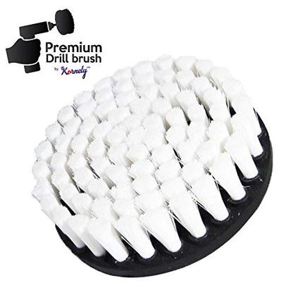 Premium Drill Brush Professional – Extra-Soft 5 in White Set of 3 | Scratch-Free Cleaning Brush for Carpet, Upholstery, Leather Seats, Glass, Furniture and Car Interior - color: White