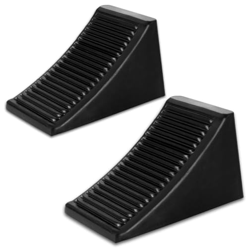 2 Pack Heavy Duty Wheel Chocks, Solid Rubber RV Wheel Chock for Trailers, Black Tire Chocks for Cars, Truck,Travel Trailers, Camper and ATV, 6.5" x 3.6" x 3.7" - color: 2 Pack