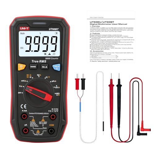 UNI-T Multimeter Tester True RMS UT60BT Temperature Measurement,NCV,Duty Cycle,Diode Test,Digital Voltmeter & Ohm Meter,Smart Multimeter 1000V for Electrical Troubleshooting - size: UT60BT