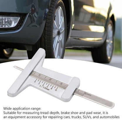 Steel Tire Tread Depth Gauge Ruler 0-50mm, Vehicle Tread Wear Indicator, Precise Measurement Tool for Car, Motorcycle Tire and Brake Pad Inspection