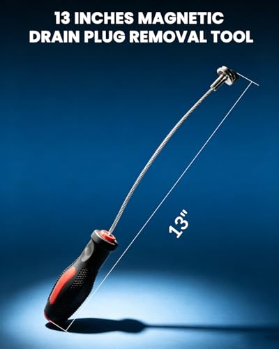 DPTOOL Strong Magnetic Oil Drain Plug Remover Tool | Anti Scald Magnetic Sump Plug Removal Pick Up Tool 13 Inches Oil Drain Plug Magnet Tool