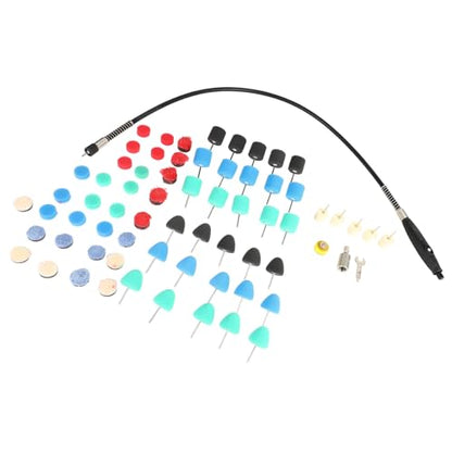 Fafeicy Polishing Pad Drill Kit, Sponge Buffing Wheels and Wool Pads, 69pcs Car Detailing Set with Adhesive Disc Flexible Shaft for Auto Polisher Tight Area Cleaning (1) - size: 1