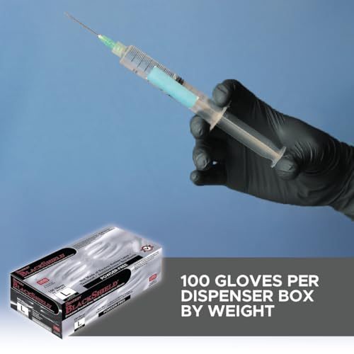Nitrile Disposable Gloves | Powder-Free, Micro-Textured - size: Large, style: Exam Grade - 6 Mil (Black)