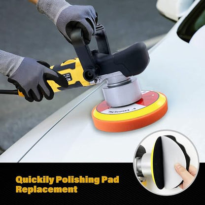 Car Buffer Polisher,6-inch 8mm Dual Action/DA Polisher for Car Detailing, 6 Variable Speed Random Orbital Car Buffer Polisher Waxer Kit with Handle for Car Polishing&Waxing