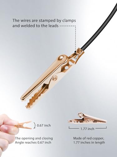 Copper Clips 6pcs/20in. Alligator Clips Electrical with Wires UL1015/18AWG, 6 Colors Jumper Test Leads Set, 1.77in. Clips Soldered with Wires - size: Cooper-20 in. (50cm), style: 6pcs
