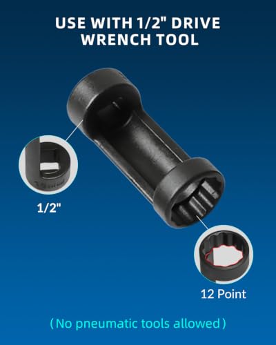 8pc Strut Nut Socket 16mm 18mm 19mm 21mm 22mm 24mm with 12 Point 1/2" Drive | 8pc Shock Absorber Tool with Suspension Strut Spreader Socket - size: 8PC