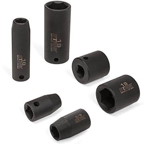 Stark USA 44-Pieces Impact Socket Drive Set 6-Point SAE & Metric Deep Shallow Standard 3/8" Drive SAVE (5/16" - 3/4-in) and Metric (8mm - 19mm) Extension Bar + Carrying Case - style: 44pcs SAE/Metric Impact Socket Set