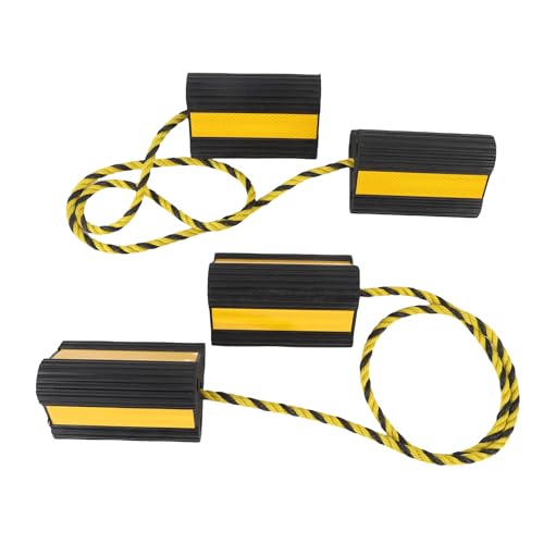 Wheel chocks Heavy Duty, Rubber Wheel Blocks Anti Slip tire Stopper with Rope and Reflective Strips for Trailers Camping Vehicle Truck rv Plane Parking Safety