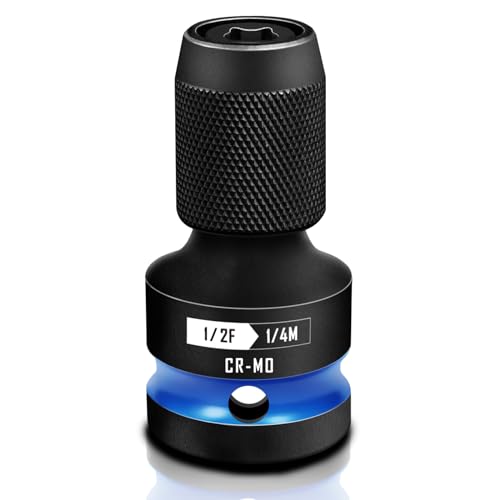 BLACKROBOT Quick Release Impact Bit Holders 1/2-Inch Square Drive to 1/4-Inch Hex Socket Adapter, CR-MO Steel, Blue - size: 1/2 Impact Bit Holder-1