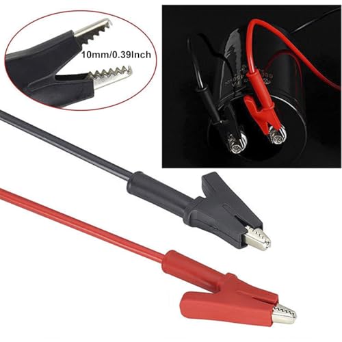 Dual-Ended Alligator Clip Electrical Test Leads 1000V 15A 3.5ft Jumper Wire | 1M Flexible Protective Copper Cable Crocodile Clip, Testing Wires with Insulators Gator Clips for Testing 2PCS