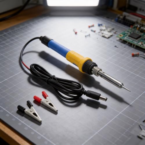 60W 12V DC Soldering Iron with Car for battery Clips - Portable Ceramic Heater for Auto Wiring & Outdoor Repair, Fast Heat-Up Silicone Grip