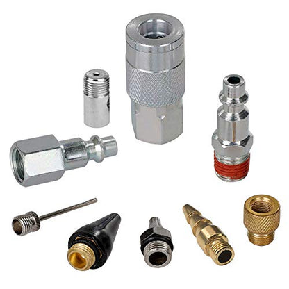 Air Compressor Accessories Kit, 3/8 Inch × 50 Feet Hybrid Air Hose with 1/4 Inch Male NPT Brass Connection, Bend Resistent, 3 Pieces Industrial Air Fittings, Air Blow Gun with 6 Pieces Nozzles