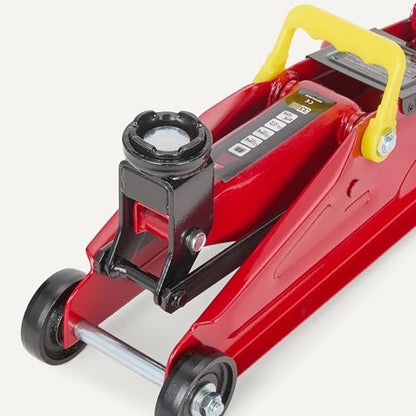 Amazon Basics Hydraulic Floor and Portable Car Jack, 2.2 Short Ton/2 Metric Ton/2 Tonne/2000 kg Capacity, 5.3–13.4 Inch (13.5–34.0 cm) Lifting Range, Slow Release, Suitable for Cars, Red - size: 2.2 Short Ton/ 2 Metric Ton/ 2 Tonne / 2000 kg