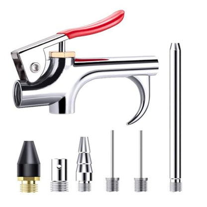 ZIMISI 2-Way Connection Air Nozzle Blow Gun Kit, Air Compressor Accessory with 3 Interchangeable Nozzle, Blow Gun for Dedusting, Inflation, Cleaning (7PCS) - size: 7PCS