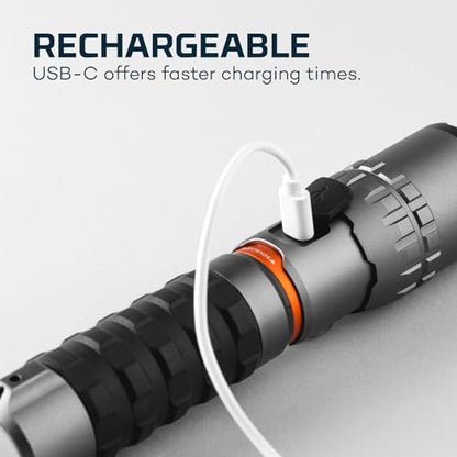 NEBO SLYDE King 2K Flashlight | Powerful 2000 Lumen LED Flashlight & 500 Lumen COB Work Light, USB-C Rechargeable, IPX7 Waterproof, Magnetic Base, Zoomable, Versatile Tactical Handheld Light - Orange - color: 2000 Lumens - Orange