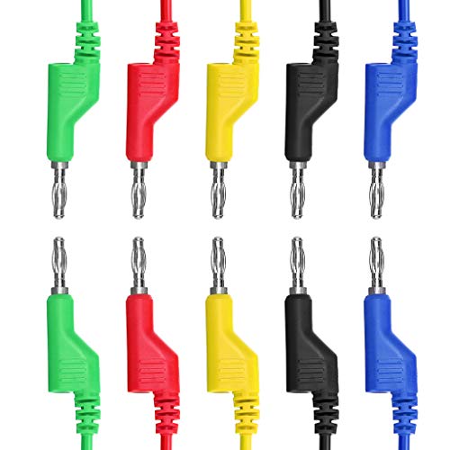 Sumnacon 5Pcs 4mm Banana to Banana Plug Test Leads for Multimeter,3.3Ft/1M | 1000V/15A Flexible Stackable Stackable Banana Plug Wire Test Cable Lead for Electrical Testing - size: 1 m