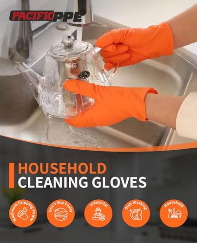 PACIFIC PPE 8 Mil Heavy-Duty Strength Nitrile Gloves, Chemical Resistant, Diamond Texture Industrial Disposable Gloves, Orange, 100PCs, X-Large - size: X-Large(Pack of 100)