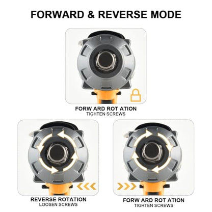 3/4 inch Cordless Impact Wrench 1475 Ft-lbs Heavy-duty Wrench | 2000 N.m Brushless High Torque, with 2pcs 6.0A Battery, Carrying Case, Fast Charger and 3pcs Sockets, Yellow