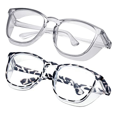Safety glasses Goggles Nurses Protective Eyewear - Anti Fog Square Frame Stylish Clear Glasses for Women Men - color: B07-gery Douhua