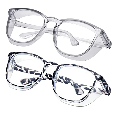 Safety glasses Goggles Nurses Protective Eyewear - Anti Fog Square Frame Stylish Clear Glasses for Women Men - color: B07-gery Douhua
