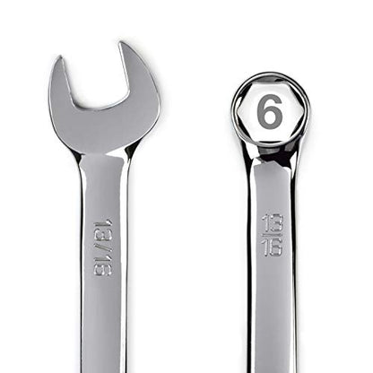 Steelman Pro 13-Piece SAE 6-Point Combination Wrench Set, 1/4, 5/16, 3/8, 7/16, 1/2, 9/16, 5/8, 11/16, 3/4, 13/16, 7/8, 15/16, and 1-inch Sizes, Full Polish Chrome - size: 13-piece SAE Set