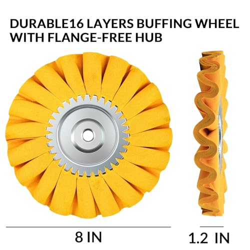 10" S-Shape Airway Buffing Wheel with 5/8" Arbor Flange-Free Hub，Yellow Buffing Wheels for Angle Grinder, All-Purpose Polishing Wheels for Aluminum Wheels Stainless Steel & Metal Finishing - color: Medium Polishing