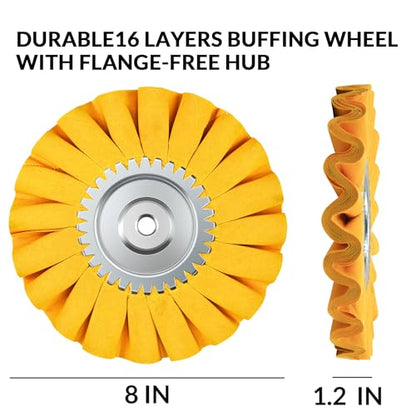 10" S-Shape Airway Buffing Wheel with 5/8" Arbor Flange-Free Hub，Yellow Buffing Wheels for Angle Grinder, All-Purpose Polishing Wheels for Aluminum Wheels Stainless Steel & Metal Finishing - color: Medium Polishing