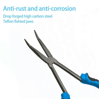Long Nose Fishing Pliers Hook Remover Tools 11 Inches (Blue Black - Curved Needle Nose Pliers) - color: Blue Black - Curved Needle Nose Pliers