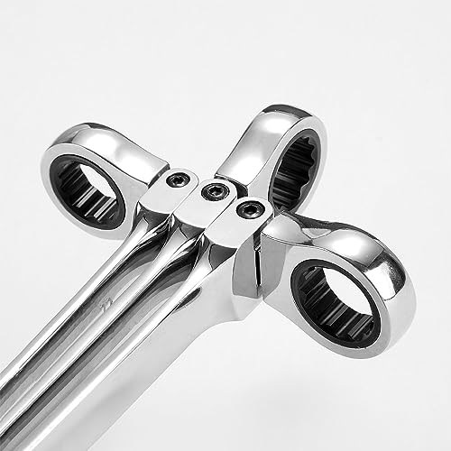 FLZOSPER 15-Piece Flexible Ratcheting Wrench Set，SAE Chrome Vanadium Steel Hand Combination Ratchet Set of Wrench - style: 15PC Flex-Head