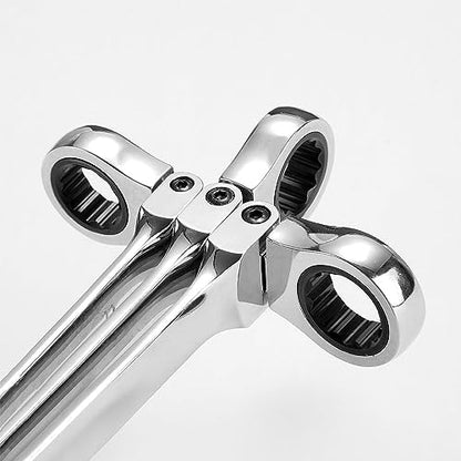 FLZOSPER 15-Piece Flexible Ratcheting Wrench Set，SAE Chrome Vanadium Steel Hand Combination Ratchet Set of Wrench - style: 15PC Flex-Head