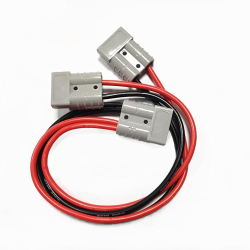 50A Battery Quick Connector 1 to 2 Plug Jumper Cable Connector,Anderson Plug Connector Cable,with 10AWG Cable Towing Winch Quick Connect Cable 50CM.(Anderson 1-2) - size: Anderson connector 1 to 2