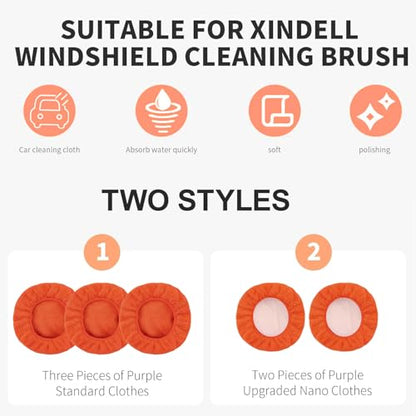 XINDELL 5 Pack Windshield Cleaner Microfiber Pads – Replacement Heads Cover for Xindell Tools. Washable & Reusable 5.7" W Triangle Pads (Red). Fits Window Reach Tool - Handle Not Included - color: Crimson Orange