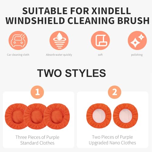 XINDELL 5 Pack Windshield Cleaner Microfiber Pads – Replacement Heads Cover for Xindell Tools. Washable & Reusable 5.7" W Triangle Pads (Red). Fits Window Reach Tool - Handle Not Included - color: Crimson Orange