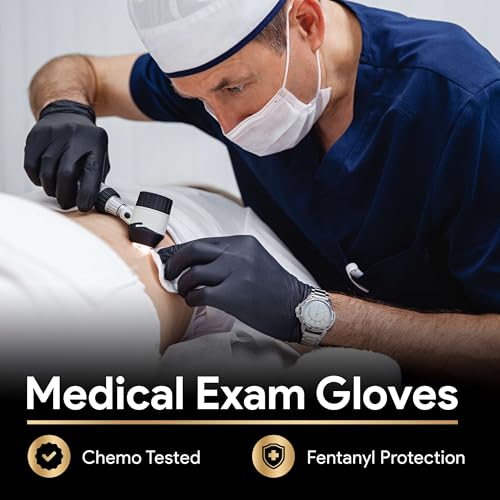 FifthPulse 6 Mil Black Nitrile Gloves, Heavy Duty Mechanic and Food Grade Glove - Powder-Free, Latex-Free Medical Exam Gloves - style: X Small