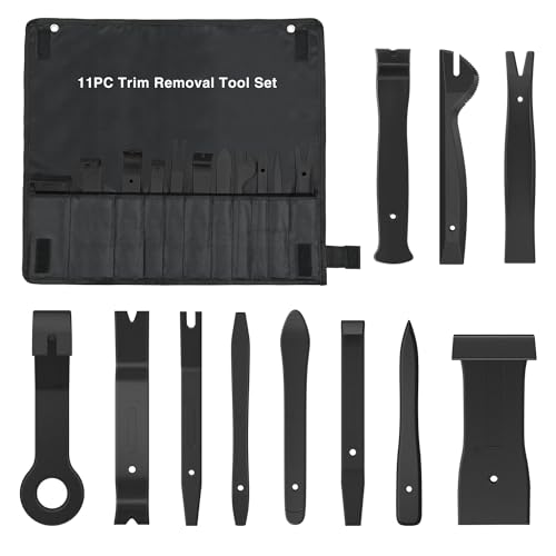 GOOACC 11PCS Auto Trim Removal Tool Kit No-Scratch Pry Tool Kit for Car Audio Dash Door Panel Window Molding Fastener Remover Tool Kit-Black - color: Black, size: 11PCS Trim Removal Tool