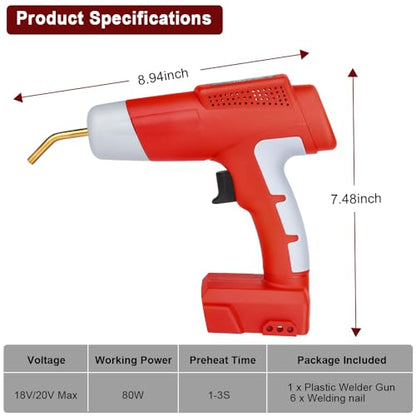 Choerinton Plastic Welder Compatible with Milwaukee 18V Lithium Battery, with 600PCS Staples, Pure Copper Transformer, Rapid Heating, Plastic Welding Kit for Car Bumper, Dashboard & Repair(No Battery) - color: For Milwaukee Battery