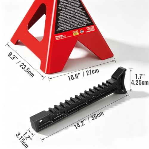 Big RED 6 Ton Jack Stands with Double Locking, 15.3-23.8 Inch Adjustable Height for Lifting Cars, SUV, Van, 12000 lb Capacity, 1 Pair - size: 6 ton double locking