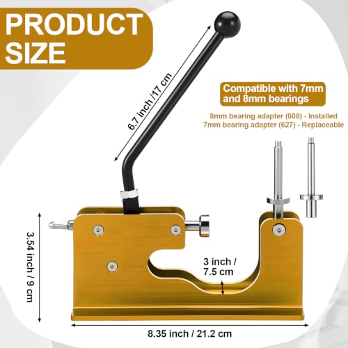 Bearing Press and Puller Wheel Bearing Press Skateboard Tool Fits 7mm 8mm Bearings for Skaters Skateboard, Inline, Longboard, Quad, Caster, and Cruiser Wheels - color: Gold